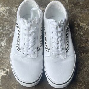 Vans White Sneakers with Black Accents